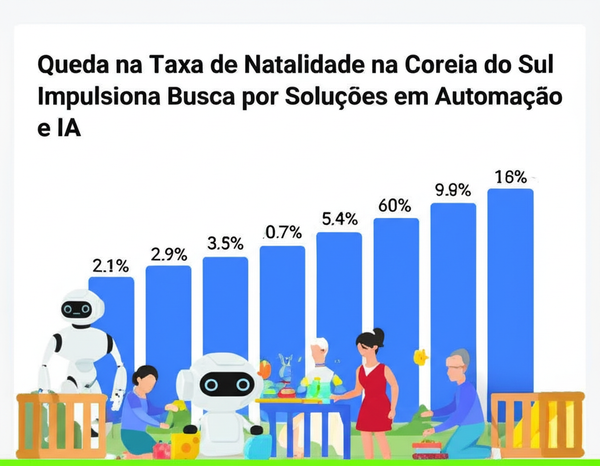 Queda na Taxa de Natalidade na Coreia do Sul Impulsiona Busca por Soluções em Automação e IA